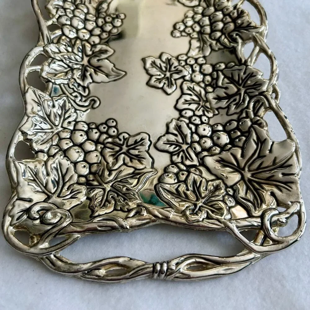 Godinger Silver Plated Grape Vine Serving Tray With Handles